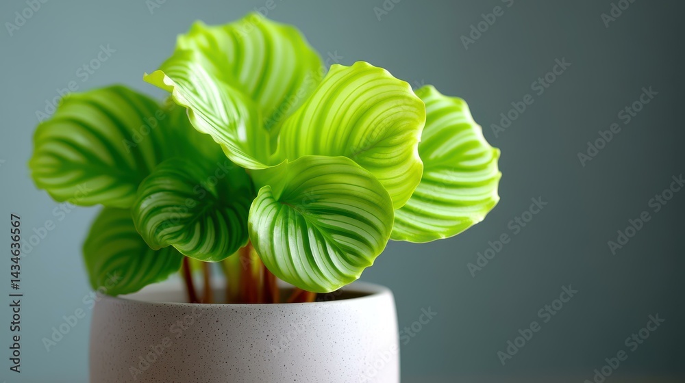 Vibrant Calathea Orbifolia leaves create a stunning visual, perfect for adding lush greenery to any space.