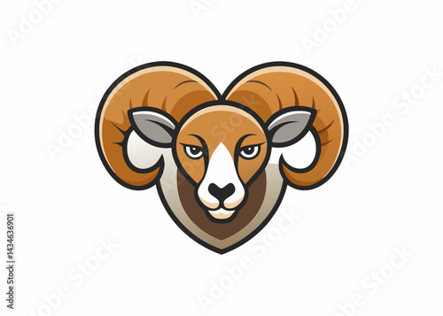 Majestic Ram Emblem: This image features a beautifully designed ram, its heart-shaped form symbolizes strength and love, perfect for branding or illustrative needs.