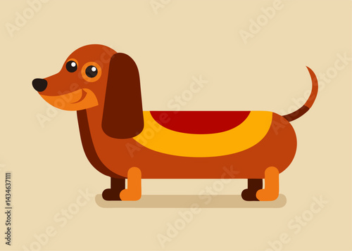 Dachshund Dog Illustration: A charming Dachshund dog illustration with a friendly expression, perfect for various design projects and creative endeavors.