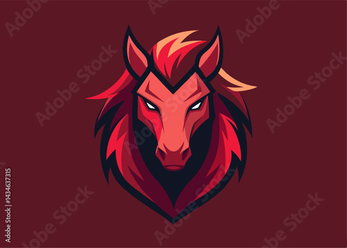 Fiery Horse's Portrait: A majestic and formidable horse, depicted with blazing red tones, embodies power, and untamed spirit.