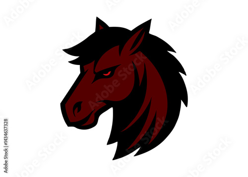 Powerful Horse Head Symbol: A striking graphic of a horse's head, meticulously designed with bold lines and a commanding presence, evokes strength, agility, and untamed spirit. 