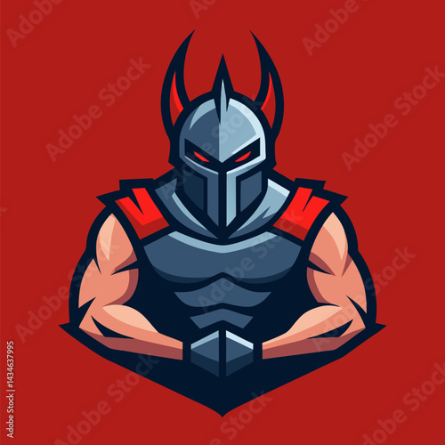 Armored Warrior: A powerful and intimidating armored warrior stands with a determined and focused expression, embodies strength and readiness.