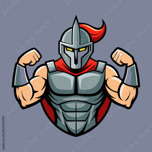 Ancient Warrior: a strong muscular figure with a helmet poses boldly, exuding confidence and strength, representing a symbol of resilience.