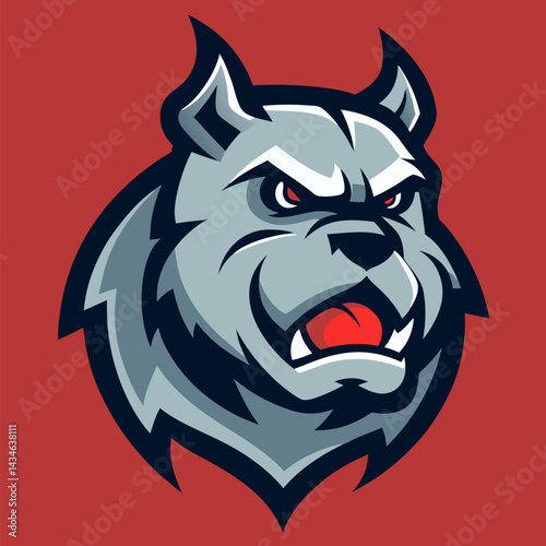 Fierce Canine: The stylized illustration of a bulldog, capturing its strength and intense gaze, embodying courage and resilience with a bold color palette. 