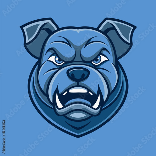 Bulldog's Fierce Gaze: A striking illustration of a bulldog, rendered in cool, captivating hues, embodies the strength and determination. The illustration focuses on the face.