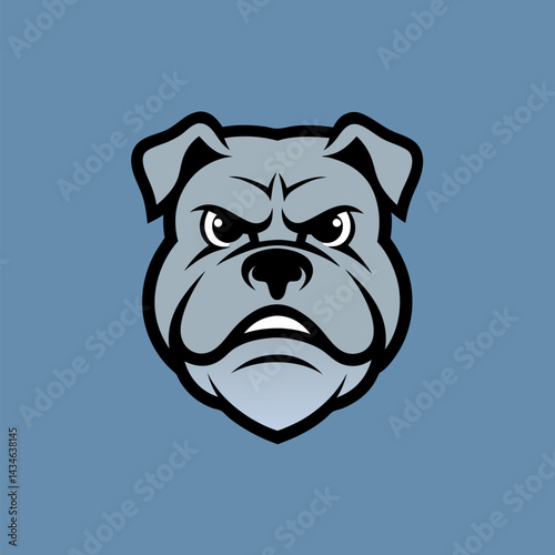 Ferocious Bulldog Illustration: A close-up illustration showcases an illustrated bulldog face, capturing its determined, stern expression against a solid background. 