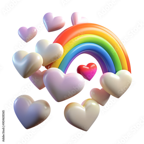 3D rainbow arch with hearts and love theme