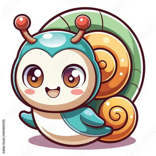 Cute snail cartoon character