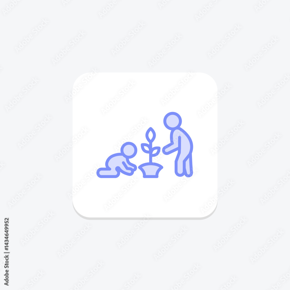 Children Gardening, vector, pixel perfect, illustrator file