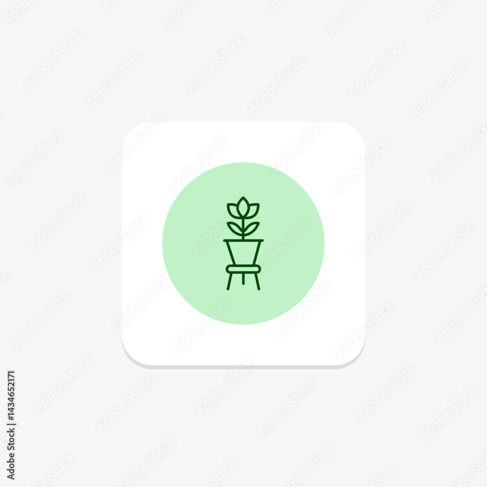 Fototapeta premium Flower Pot On Stand, vector, pixel perfect, illustrator file