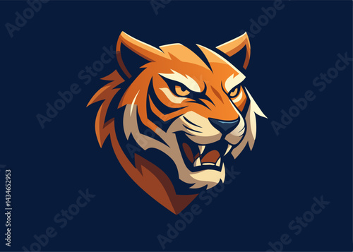 Fierce Tiger: A captivating illustration showcases a powerful tiger, its intense gaze and sharp features embodying strength and predatory prowess.