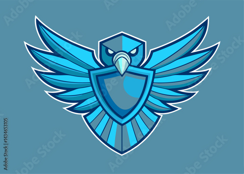 Blue Eagle Emblem: A captivating illustration of a stylized blue eagle, exuding strength and resolve, symbolizing protection and vigilance with its commanding presence.