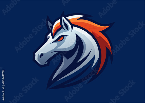 Majestic Equine Portrait: A stylized headshot of a powerful horse, exuding strength and elegance with a flowing mane against a captivating backdrop.
