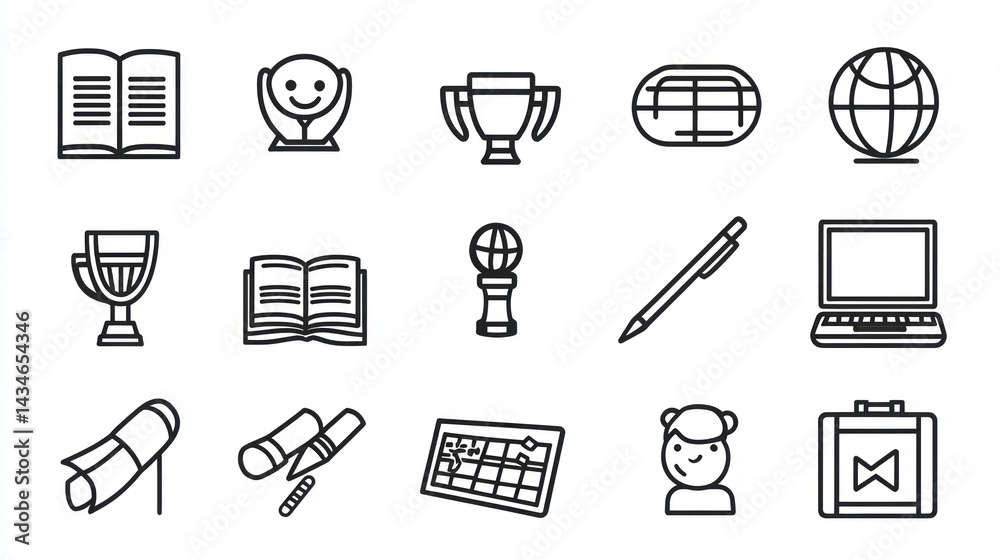 Fototapeta premium Educational icons set, various tools