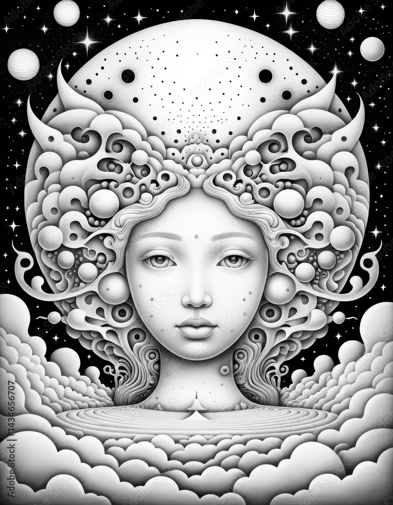 Surreal Dreams Coloring Page Illustration