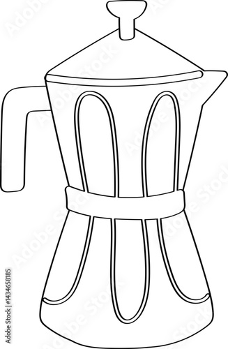 Lined Moka Pot Coffeemaker Illustration