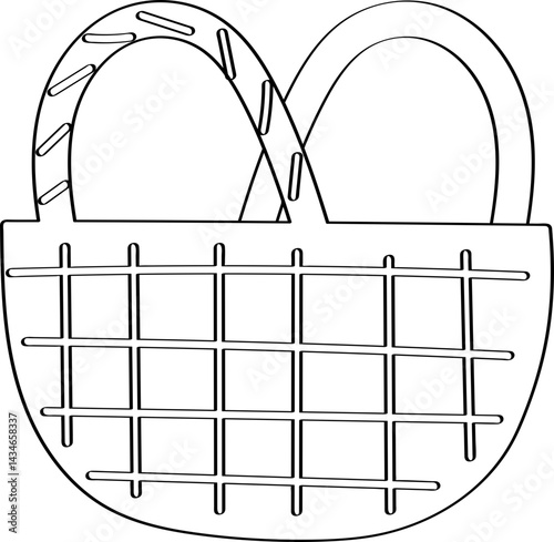 Lined Wicker Basket Hand Drawn