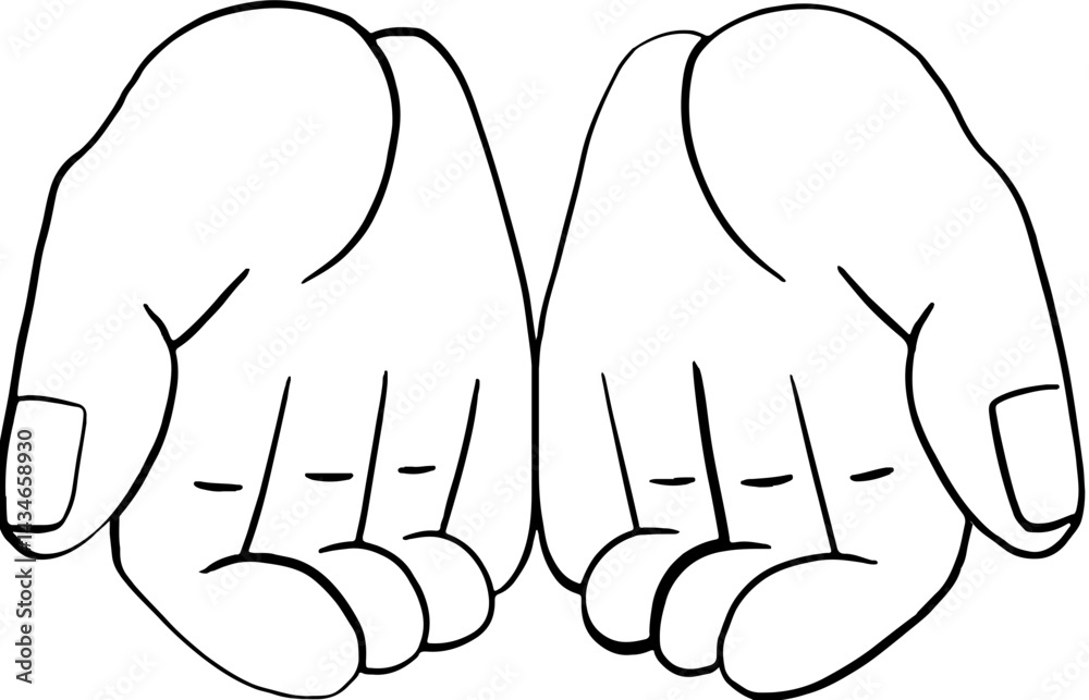 Obraz premium Lined Finger Praying Gesture Illustration