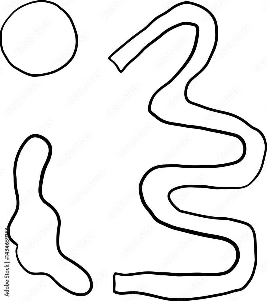 Obraz premium Lined Abstract Seamless Leaves Foliage Hand Drawn