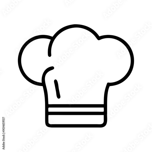 simple black and white vector icon of a chef hat, minimalist cooking and kitchen symbol, professional culinary illustration