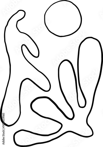 Lined Abstract Seamless Leaves Foliage Hand Drawn
