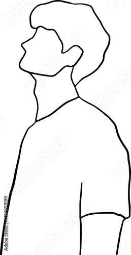 Lined Man looked up at the sky sadly Illustration