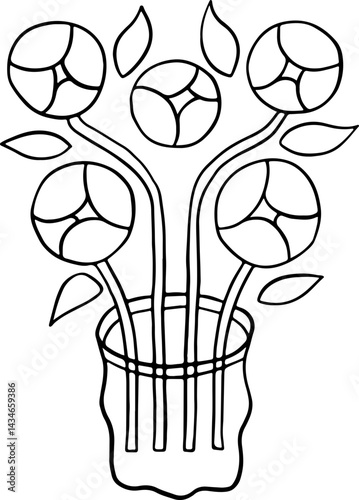 Lined Plant Floral Vase Interior Decoration