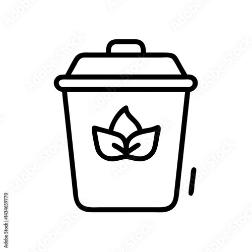 Eco-friendly trash bin icon representing sustainable waste management in a minimalist design
