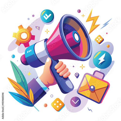 Colorful Megaphone Communication Concept