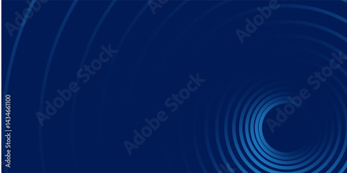 Blue abstract background with glowing circles. Swirl circular lines pattern. Geometric spiral. Twirl element. Modern graphic design. Futuristic technology concept. Vector illustration