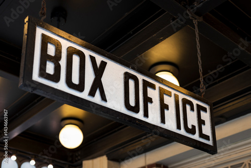 Box office sign at a theatre in vintage style