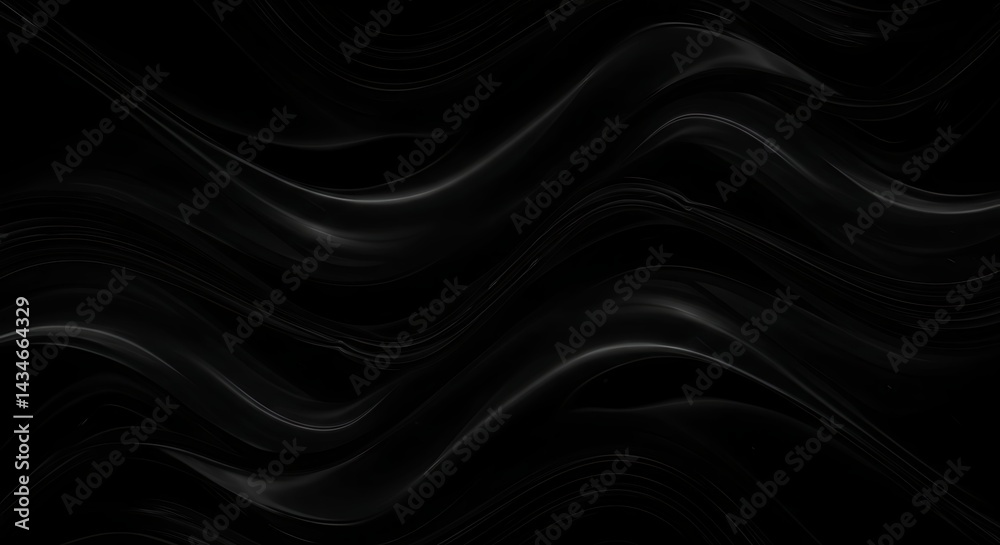 Elegant flowing dark waves on black, abstract background with subtle light highlights Elegant flowing dark waves on black, abstract background with subtle light highlights