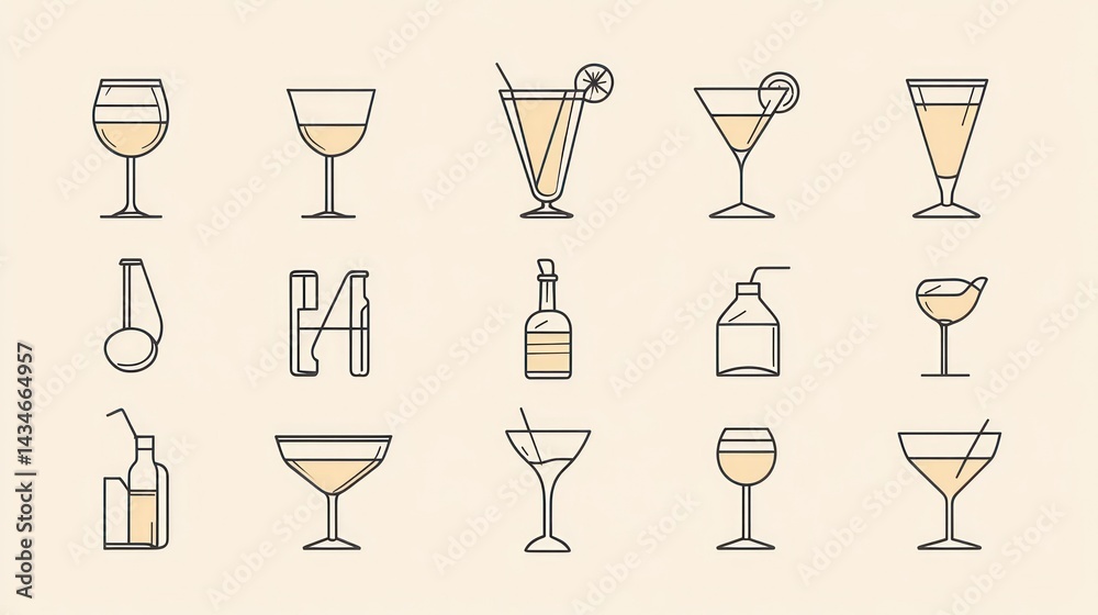 Cocktail Glass Icons Collection Cocktail Glass Icons Collection