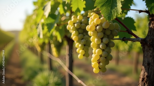 Wallpaper Mural Freshly grown green grapes hanging in sunlit vineyard during harvest season Generative AI Torontodigital.ca