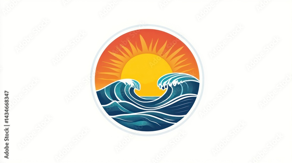 Obraz premium Sunrise Ocean Waves Graphic