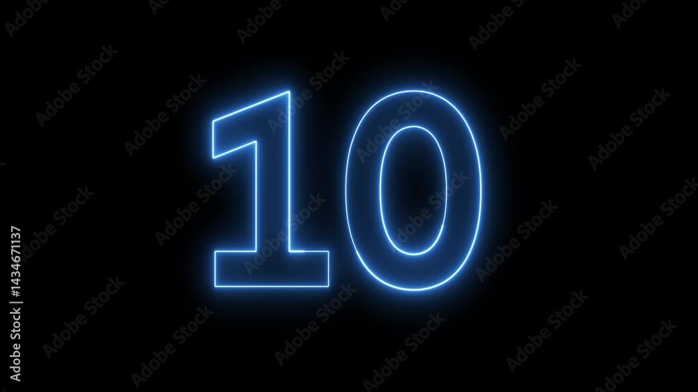 10 neon sign. Neon sign 10. 10 logo animation. Ten number, ten neon sign. 3840x2160.