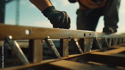 Wallpaper Mural Construction Worker Handling Metal Beams Torontodigital.ca