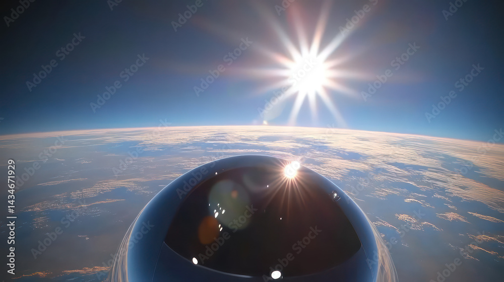 Earth's Horizon: A unique perspective capturing the curvature of the earth from the high above. Earth's Horizon: A unique perspective capturing the curvature of the earth from the high above.