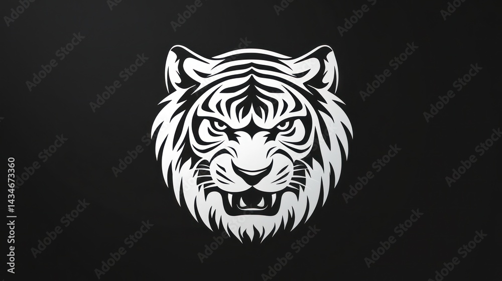 Fototapeta premium Tiger Head Graphic on Dark Background (2)