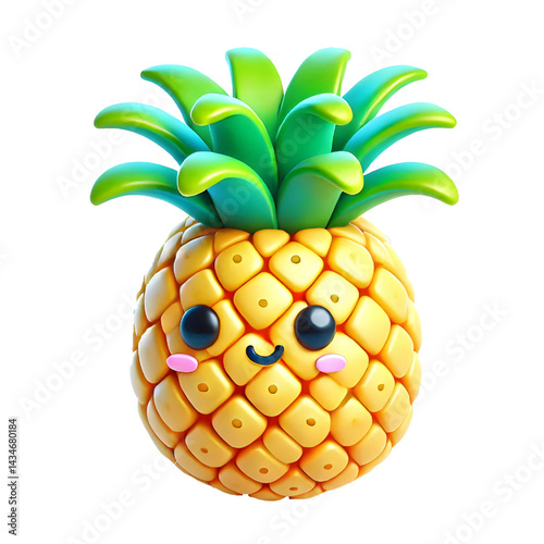 Cute pineapple design 3d isolated on white background