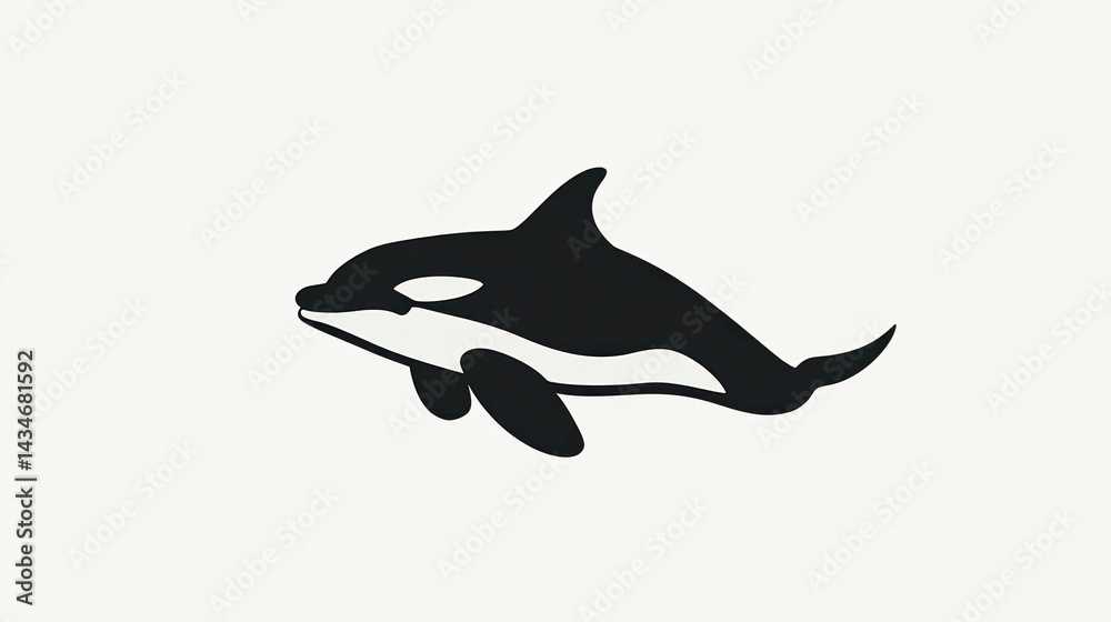Fototapeta premium Orca silhouette against plain background