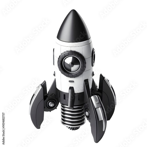 3D toy rocket isolated on white background