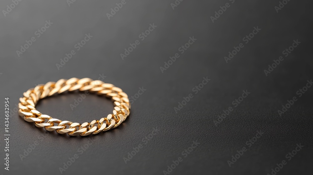 Fototapeta premium Gold chain bracelet on dark surface