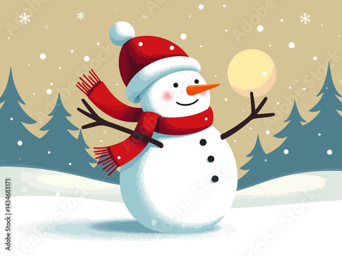  lack-white pop art, snowman