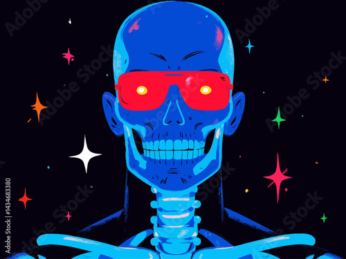  The Terminator with eyes like red spectacles, x-ray view