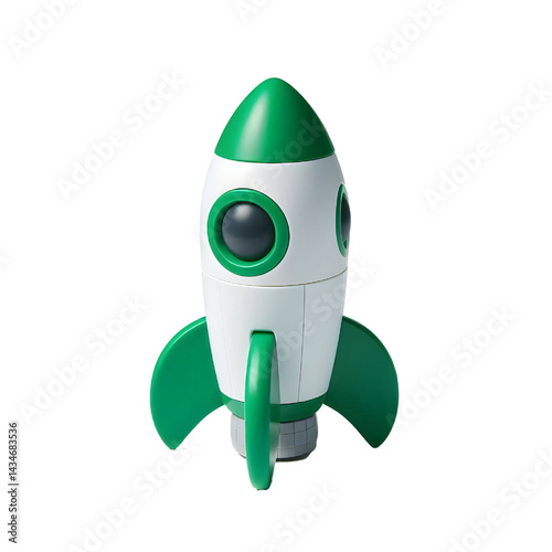 3D toy rocket isolated on white background