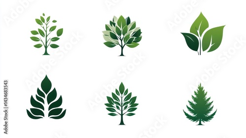 Abstract Tree Icons Set on White