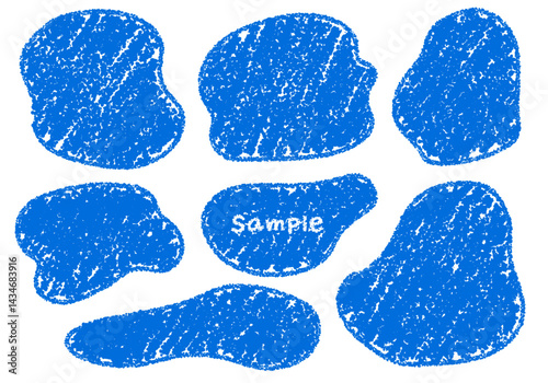 手描きのクレヨン素材　ラフな形のフレームセット