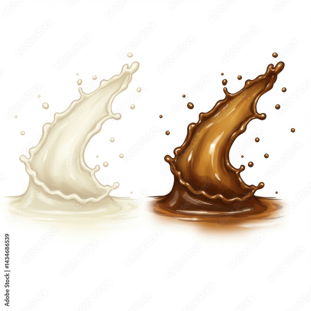 Milk and chocolate splash vector illustration for design needs