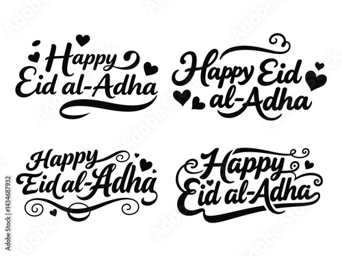 Happy Eid al-Adha Beautiful  Typography Vector Set